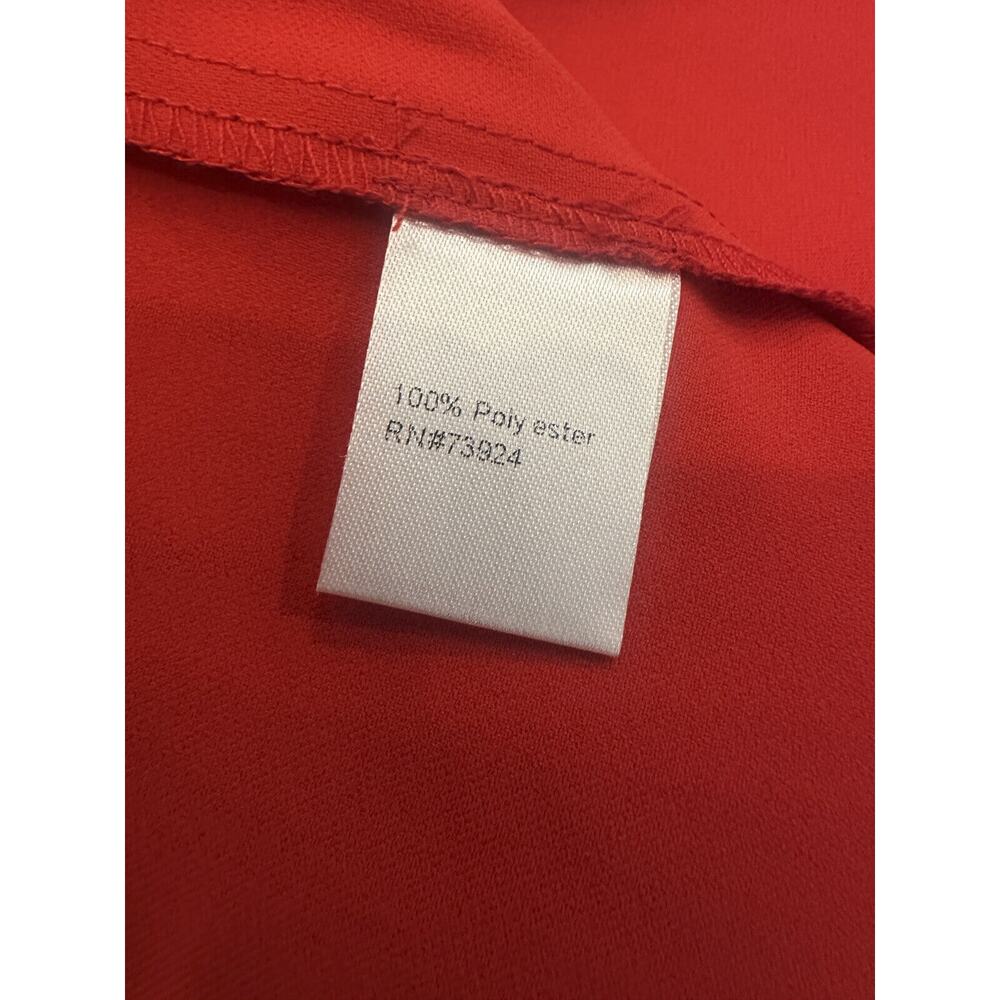 Ming Wang Butterfly Sleeve Crepe de Chine Wrap Dress Poppy Red Women's Size XL - Picture 14 of 16